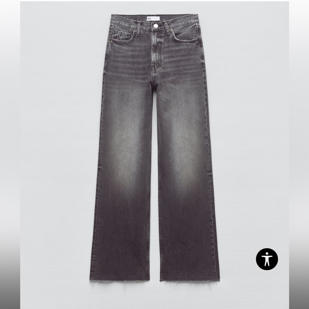 Zara TRF high rise wide leg black jeans